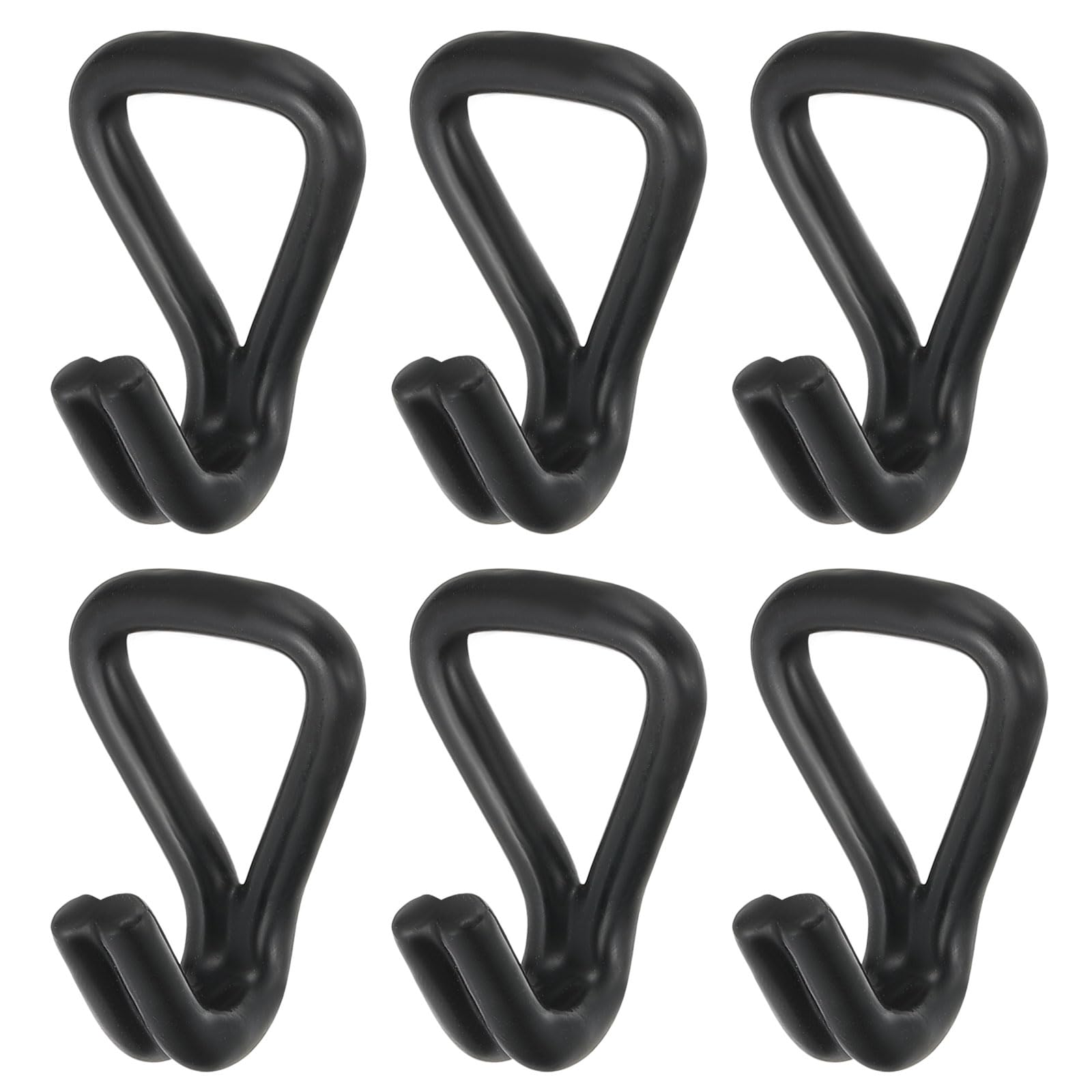 PATIKIL 6 Pack Ratchet Double J Hook Load 7716 LBS for 12.5mm Tie Down Strap Webbing on Car Truck Trailers Towing Strap, Black