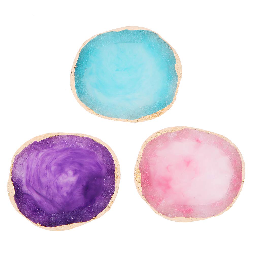 3 Pcs Resin Nail Art Palette, Agate Pattern Nail Palette Polish Mix Palette Manicure Tool
