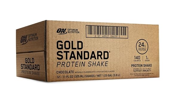 OPTIMUM NUTRITION GOLD STANDARD PROTEIN SHAKE, 24G PROTEIN, READY TO DRINK PROTEIN DRINKS, CHOCOLATE, 11 FL OZ, 12 COUNT (PACK OF 1) (PACKAGING MAY VARY)