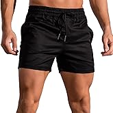 Oymyakon Men's 5 Inch Shorts Cotton Casual Shorts Summer Classic Fit Elastic Waist Workout Short with Pockets