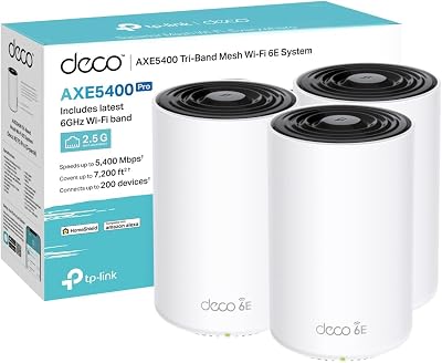 TP-Link Deco XE75 Pro 3-pack AXE5400 Mesh WiFi 6E Tri-Band 7200sq ft 2.5G Port
