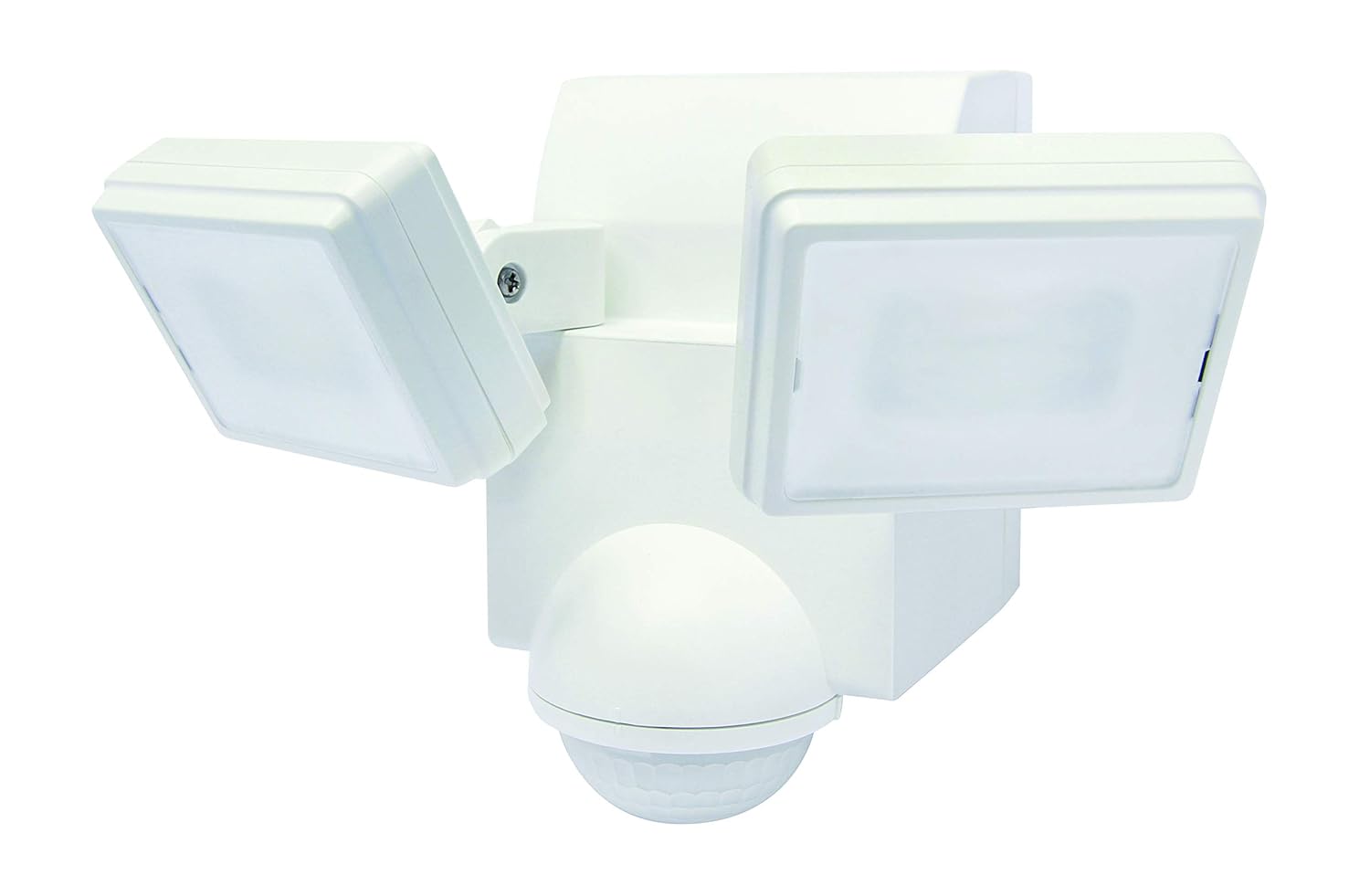 LB1870QWH 700 Lumen Battery Operated LED Motion Security Light, Twin Head (Includes L-Bracket for Easy Mount) (White)