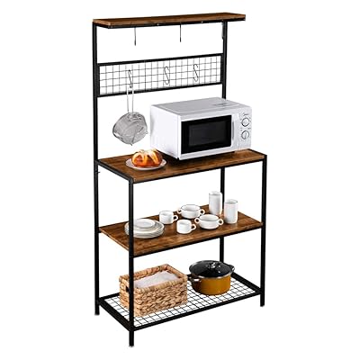 ROVSUN 4-Tier Metal Kitchen Bakers Rack, Microwave Storage Stand