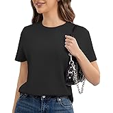 Cotton Short Sleeve T Shirts for Women Basic Tee Tshirts Plain Casual Summer Tops