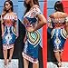 Misaky Women Traditional African Dress, Print Dashiki Short Sleeve Dress Blue