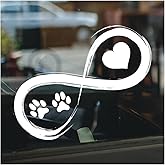 Infinity Dog Paw Heart Vinyl Decal Durable Waterproof Sticker for Car Laptop Window Dog Cat Pet Lover Animal Symbol 7 x 5.6 Inches