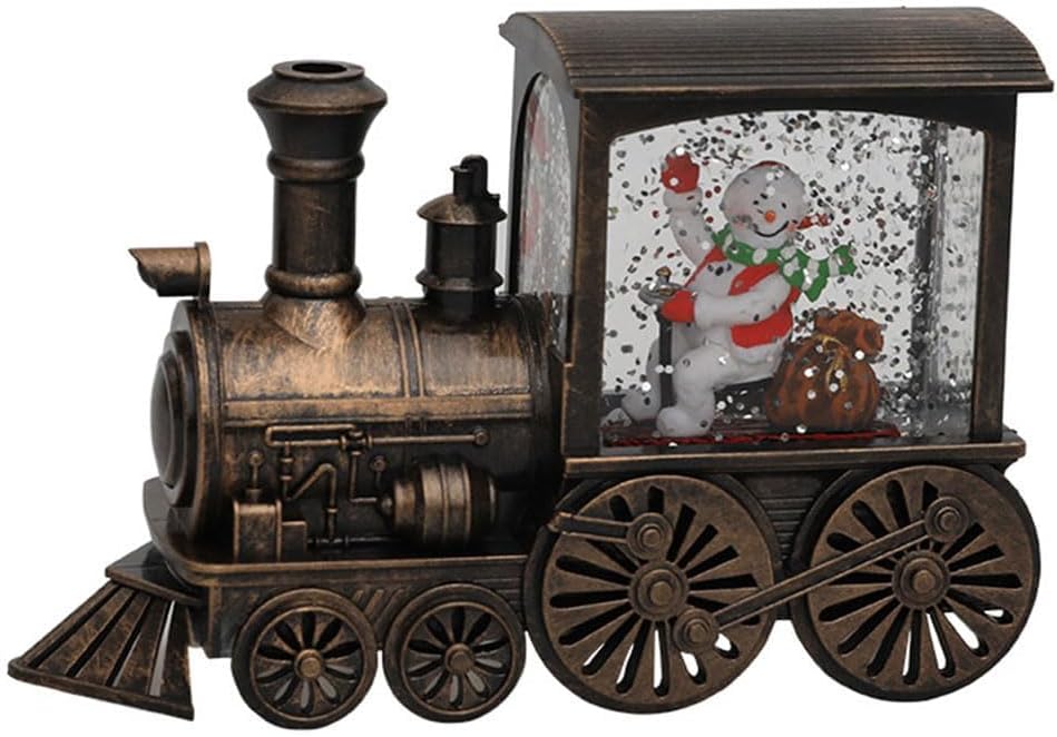 Snow Globes - Christmas Train, 2024 New Christmas Eve Music Box Train Crystal Ball Ornaments, Christmas Snow Globe Lantern, Battery Operated Water Glittering Santa Snowman Lighted for Home Decoration Gift (D)