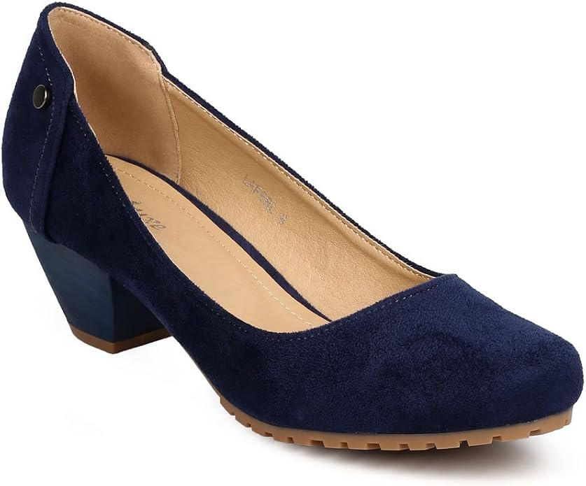 chunky heel suede pumps