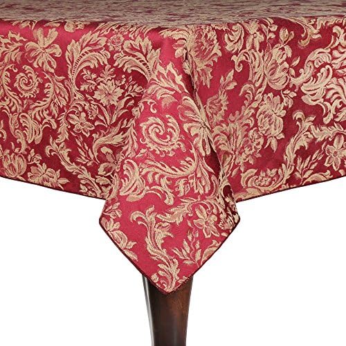 Ultimate Textile Miranda 60 x 90-Inch Rectangular Damask Tablecloth Bordeaux