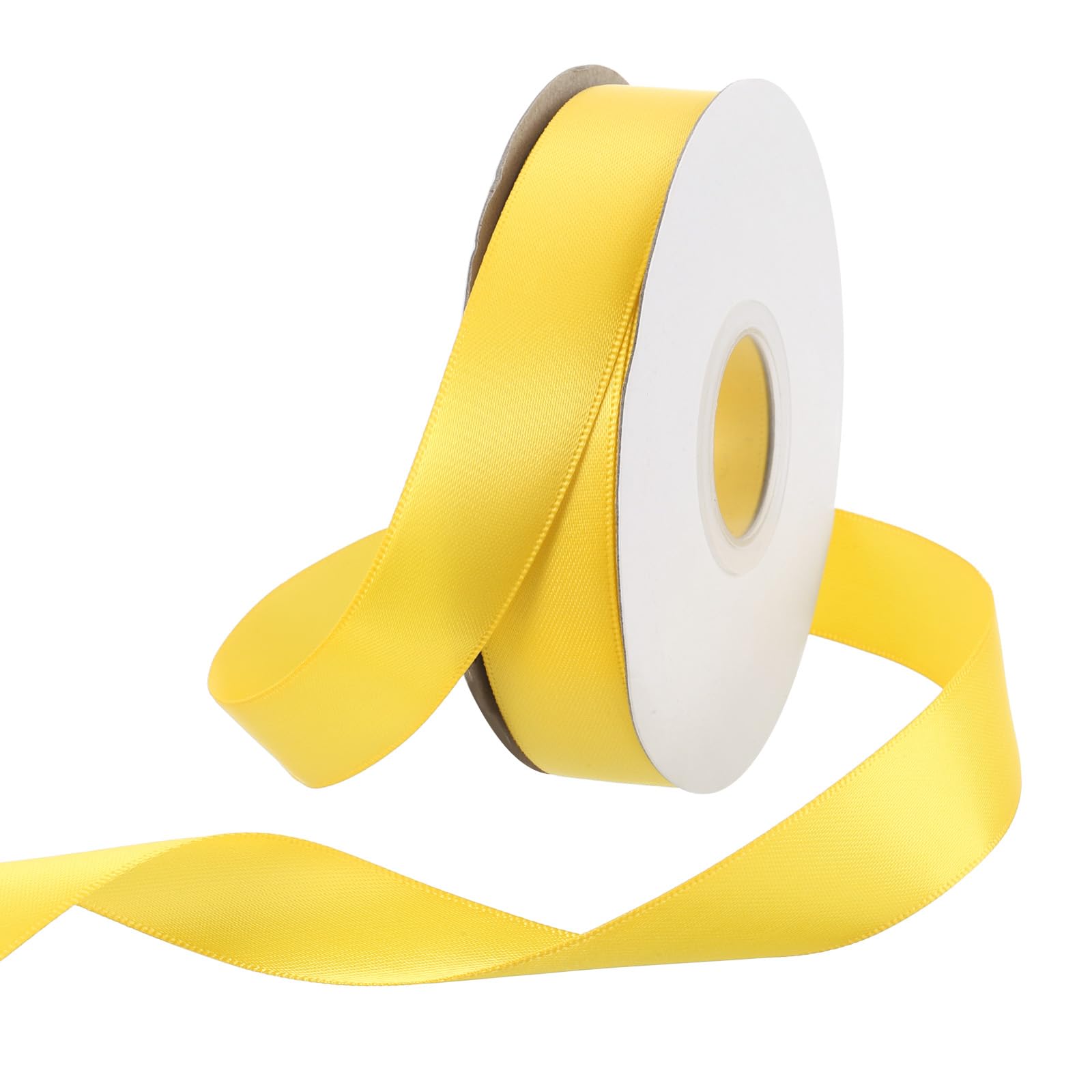 Rebower 20mm Satin Ribbon 23m Thick Double Face Grosgrain Silk Ribbon, [for Gift Wrapping, Hair Bows, Wedding, Cake, Flower] - 25 Yard/75ft/ Olive Yellow