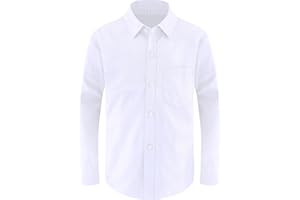 Marvelous World Boys' Long Sleeve Dress Shirt, Casual & Formal Kids Dress Shirt, Button Down Cuff with Chest Pocket