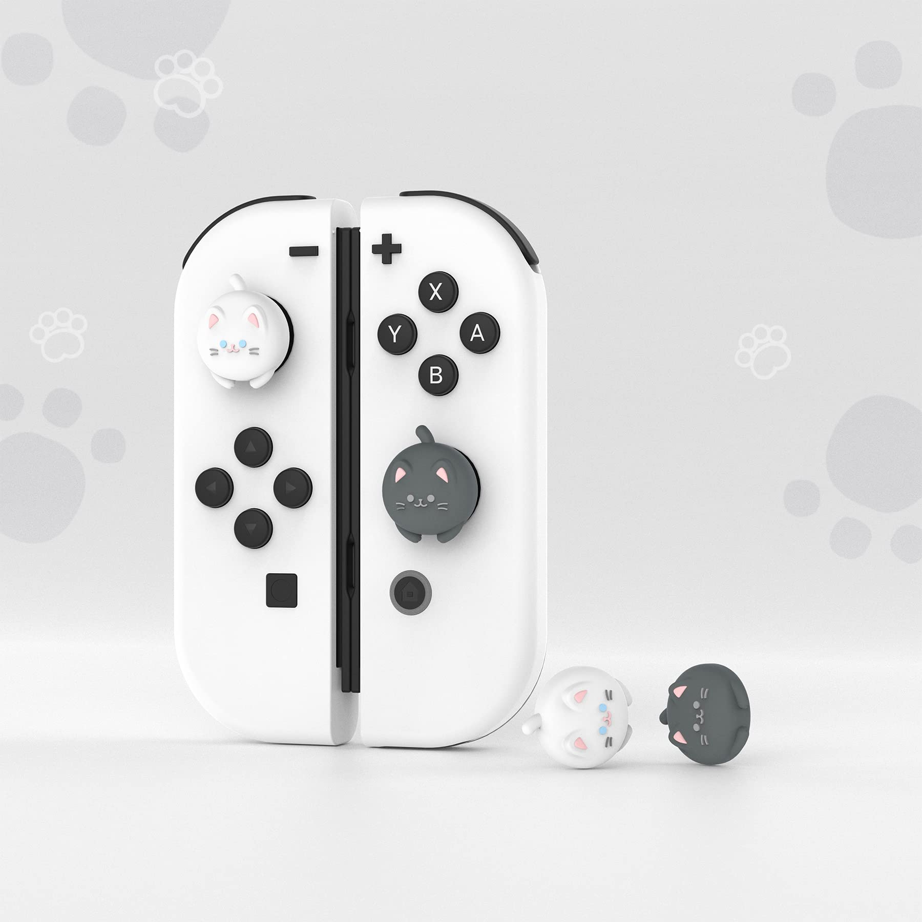 PlayVital Joystick Caps for Nintendo Switch, Thumbstick Caps for Switch Lite, Analog Cover for OLED Joycon Thumb Grips - Cutie Kitty