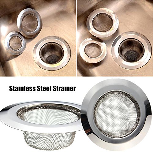 2 Pcs Stainless-Steel Kitchen Mesh Silver Sink Strainer Large Wide Rim 4.5" Diameter,Perfect for Kitchen Sinks