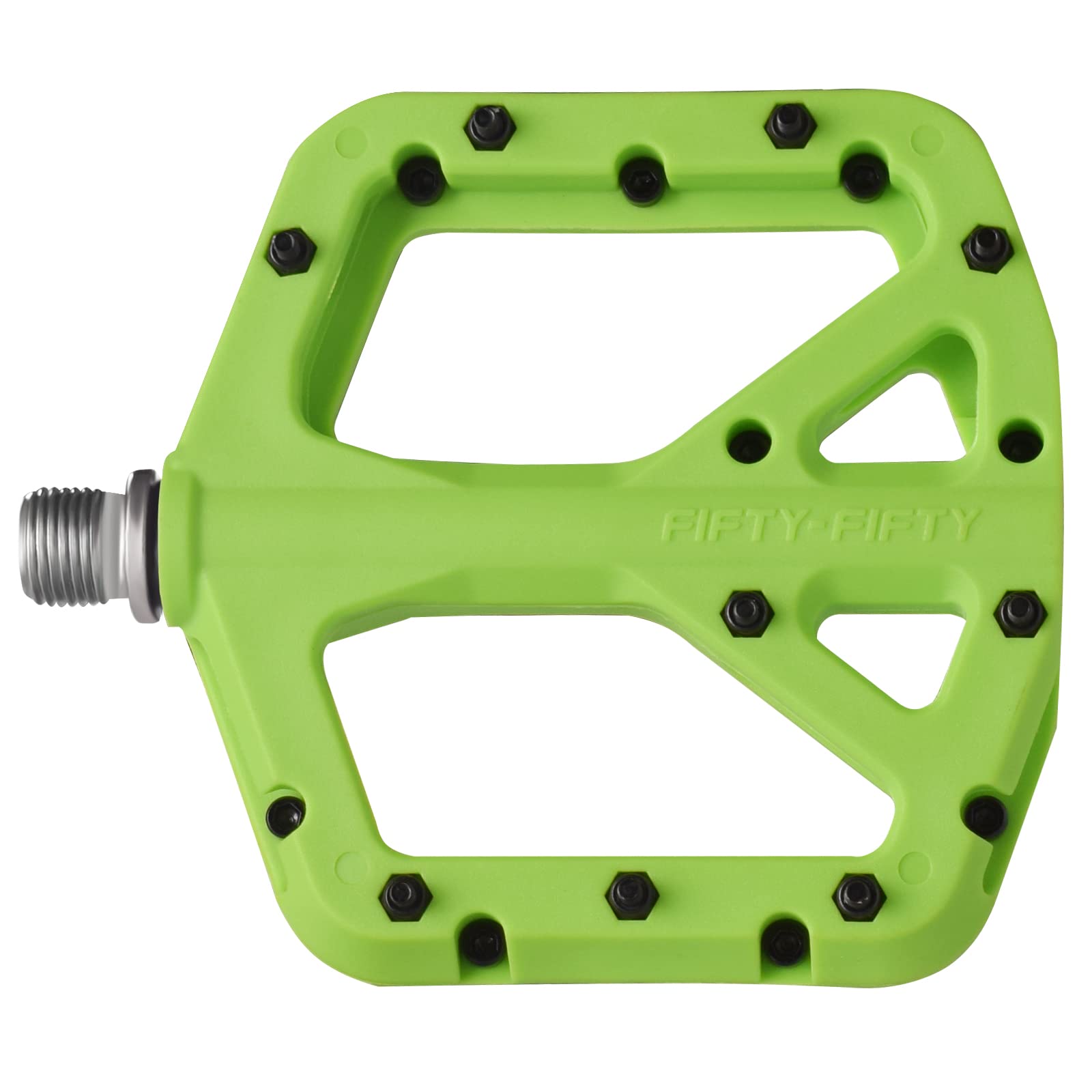 FIFTY-FIFTY Mountain Bike Pedals, Non-Slip MTB Nylon Composite, 9/16" Bicycle Pedals, Lightweight and Wide Flat Platform (Green)