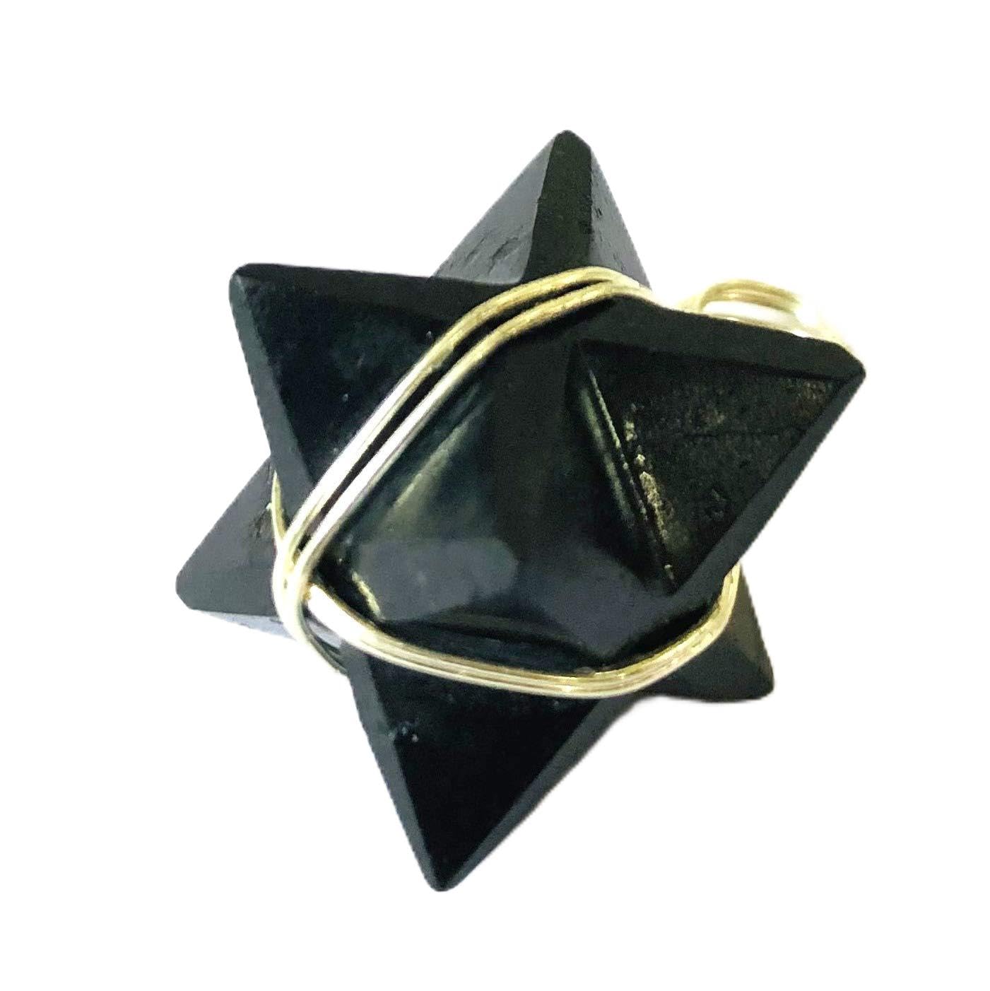 CRYSTALMIRACLE Black Tourmaline Merkaba Star Pendant Crystal Gemstone Fashion Gift Wellness Handcrafted Accessory