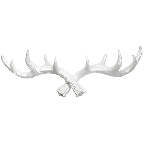 Hansmeier Geweih-Garderobe modern - Weiß 49 cm - Hirsch Deko - Stilvoll, Edel, Vintage - Hohe Tragkraft
