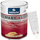 Roberlo Maxifill Superior Lightweight Body Filler - Easy Sanding, Lightweight &amp; Paintable for Car Repairs - Adheres to Fiberglass, Metal, Plastic &amp; More - Ideal for Dents &amp; Scratches -1 Liter+Hardener