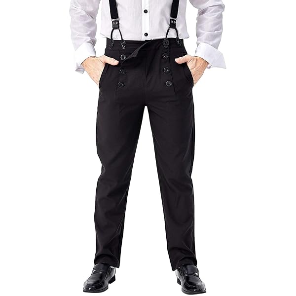 Mens Medieval Steampunk Pants Classic Victorian High Waist
