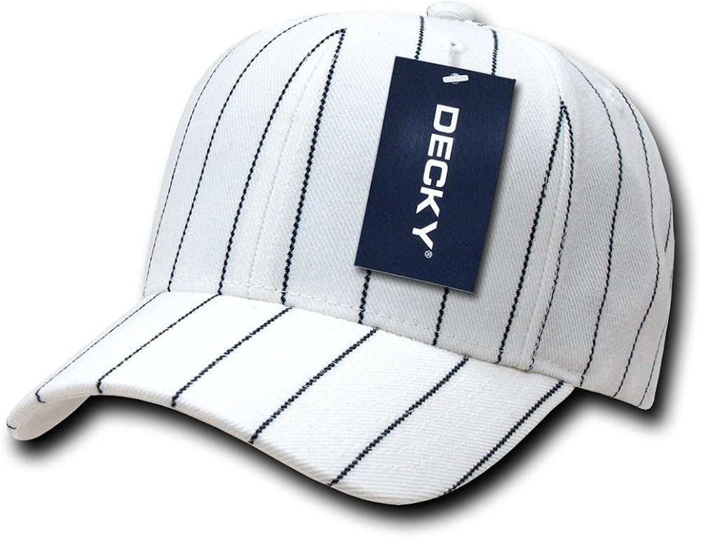 DECKY Pin Striped Adjustable Ball Cap, White: Clothing