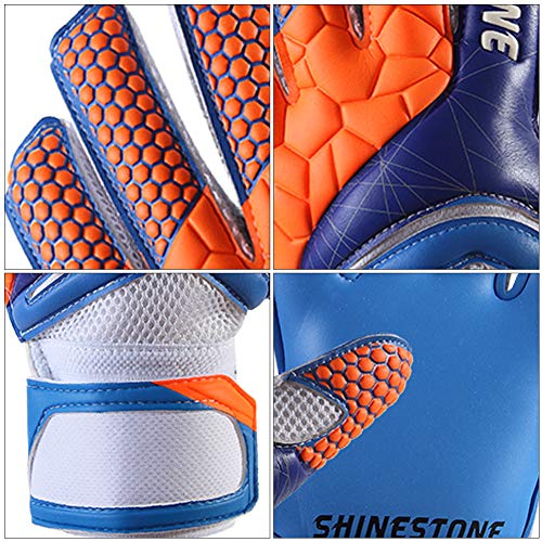Shinestone Goalkeeper Goalie Gloves, Youth Adult Kids Soccer Football Goalkeeper Goalie Gloves with Strong Grip and Finger Protection to Prevent Injuries(Blue,Adult Size 10)