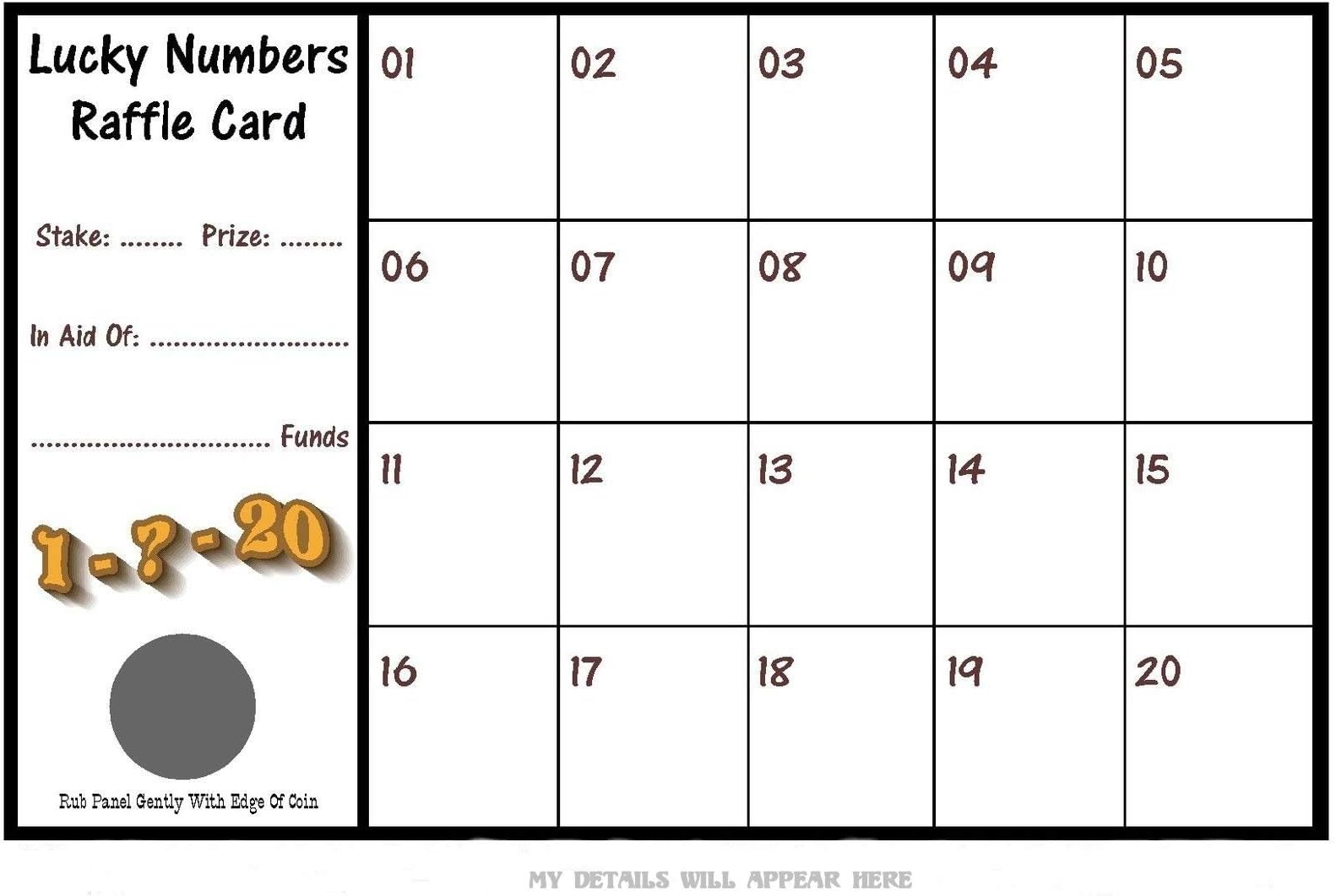 Scratch Labels Uk 100 Lucky Numbers Fundraising Raffle Cards (20 Squares)