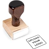 904 Custom Rubber Stamp, Wood Handle - Personalized Logo Stamp - 1" x 1" | Customizable design for branding bags, cups, &amp; packaging