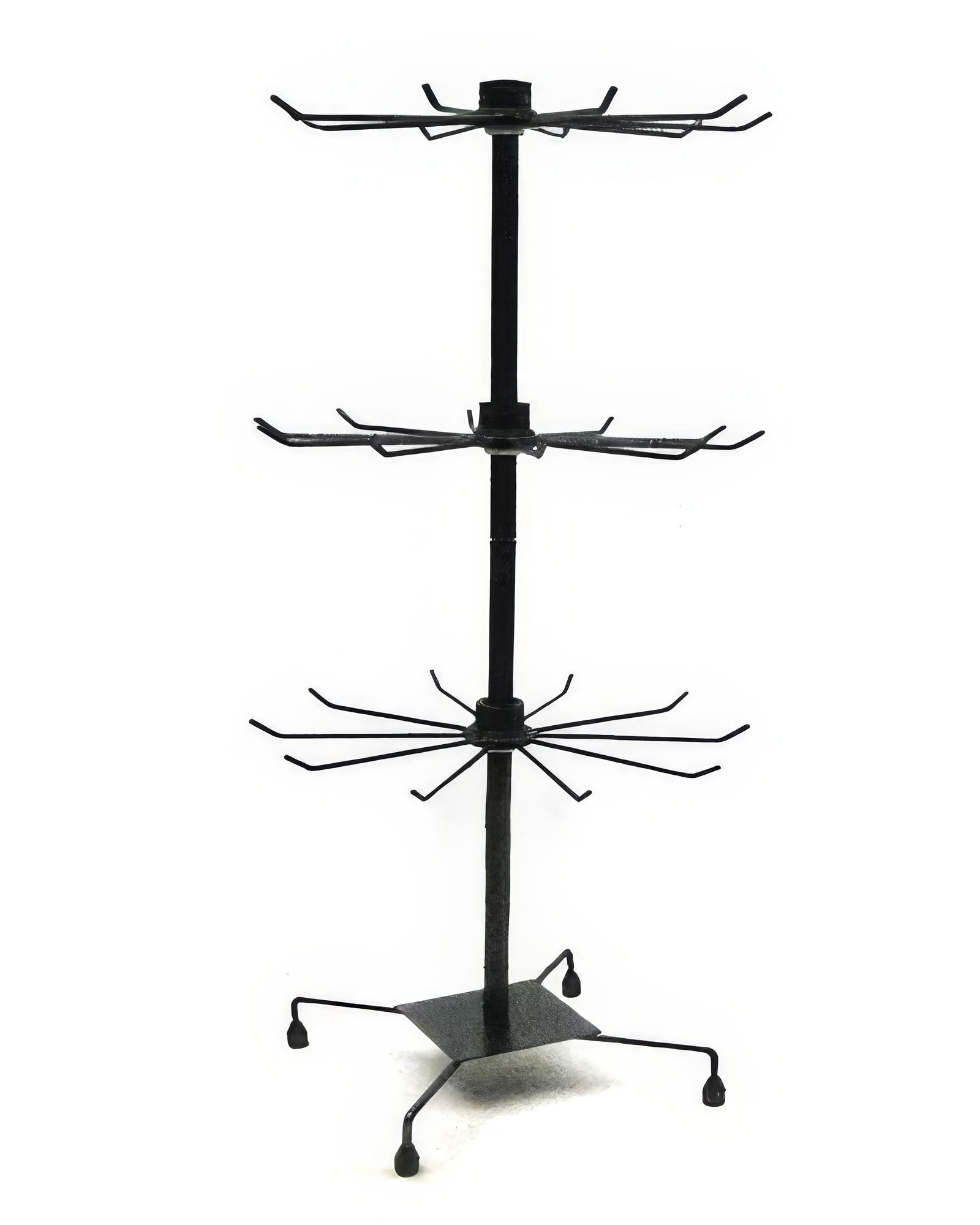 YUDU 3 Tier Metal Display Stand, Black, 73 cm, 1000 g Load Capacity