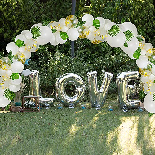image for Pllieay Balloon Garland Arch Kit Including 114 Pieces White and Gold C
