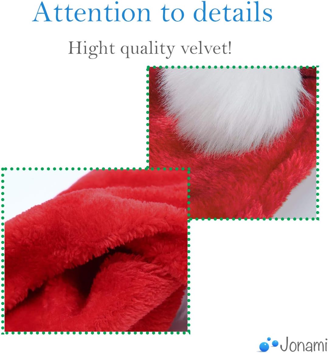 Jonami Santa Hat, Christmas Hat in Plush, Traditional Red and White Costume Accessory for Christmas Party Celebration. Xmas Accessories - Image 5