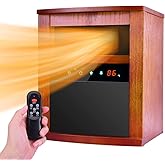 1500W Infrared Heater, Electric Space Heater with 3 Heat Modes, Remote Control & Timer, Room Heater with Overheat & Tip-Over