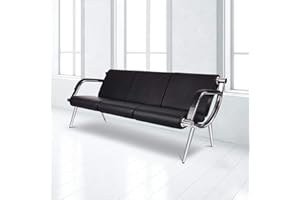 Kinfant Waiting Room Chairs Reception Furniture - PU Leather Chair for Guest Reception Airport Hospital Bank (3-Seat)