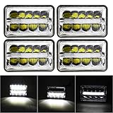 4PCS Square 4X6 Inch LED Headlights Replacement for GMC Ford Trucks MINGLI 4 x 6'' High/Low Beam With Parking Light Replace HID Xenon H4651 H4652 H4656 H4666 H6545 Headlight