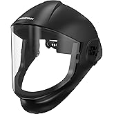 ARCCAPTAIN Anti-Fog Panoramic Full Face Shield, Clear Polycarbonate Full Face Mask with Impact Protection and Adjustable Ratcheting Headgear, ANSI Z87.1 Certified for Grinding and Cutting