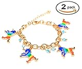 FY 2 Pcs Unicorn Bracelets Rainbow Unicorn Charm