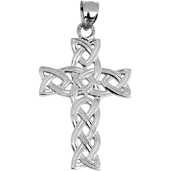 10k White Gold Celtic Trinity Knot Charm Pendant – Traditional Triquetra Design