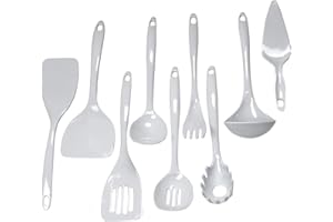 Chef Craft Basic Melamine Kitchen Tool and Utensil Set, 9 Piece Set, White