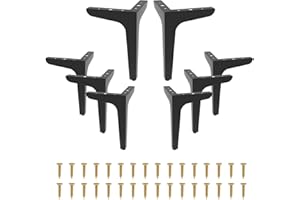 LOSODONA 6 Inch Furniture Legs Set of 8 Right Angle Furniture Legs Metal Table Legs Metal Modern Style Sofa Legs Chair Legs Heavy Duty Sofa Replacement Feet for Couch, Nightstand, Ottoman, Cupboard (Black)