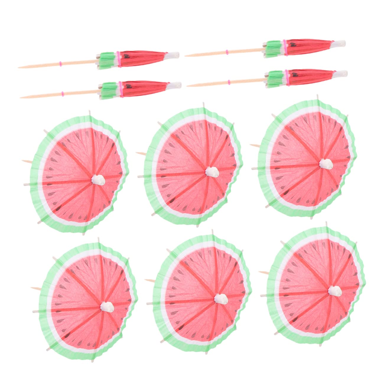 OKUMEYR 150Pcs Watermelon Pattern Umbrella Toothpicks Decorative Fruit Sticks for Cocktails Drinks and Appetizers Fun Party Picks for Beach and Summer Events