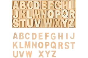 Wooden Capital Letters, 130Pcs English Letters in a Box, DIY Natural Wooden Alphabet Natural Color