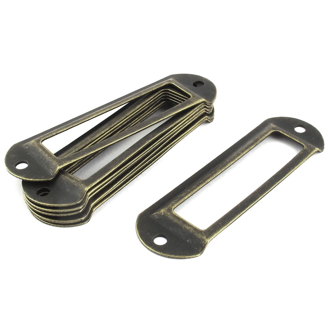 sourcing map Office File Drawer Tag Label Holder 70mm x 21mm 8 Pcs Bronze Tone