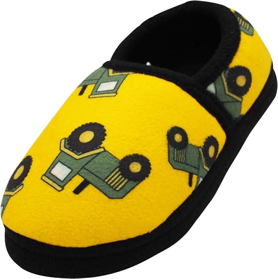 NORTY Big Boys Tractors Fleece Slippers, Yellow 40847