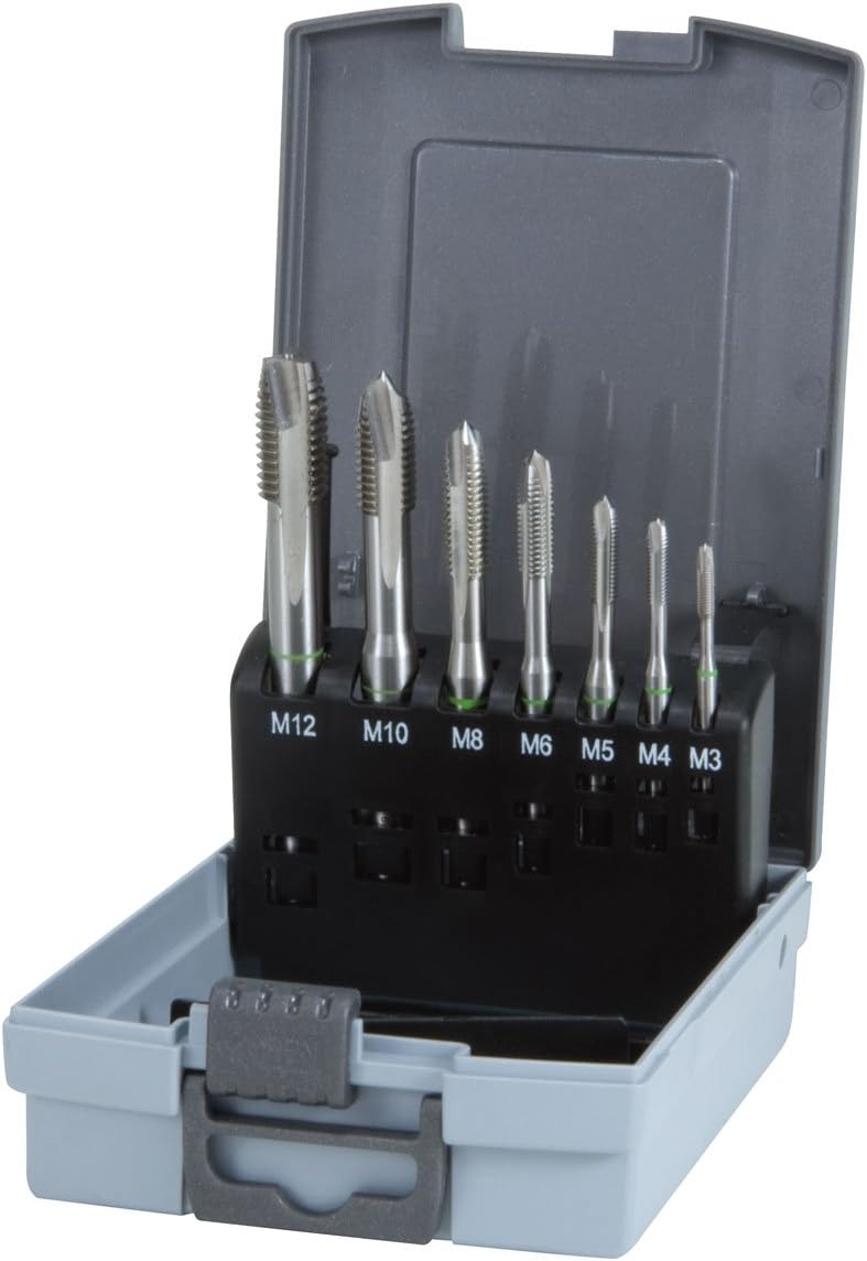 Ruko HSSE-Co 5 Machine Tap Set in Plastic Case, Bright Finish, 7 Pieces, R245061RO, 7-piece set