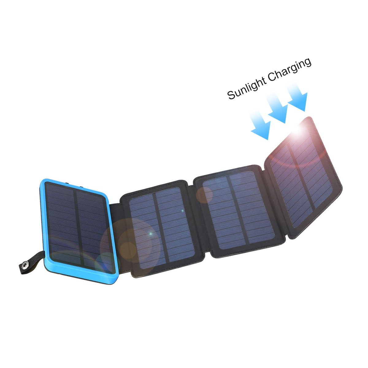 Solar Charger Power Bank 10,000mAh With 1+3PCS Solar Panels - FLOUREON Portable Mobile Phone Solar Charger Power Bank Dual USB 1.0A/2.1A Max IP67 Waterproof LED SOS Flashlight External Battery for iPhone, iPad, Samsung Galaxy and Android Ph