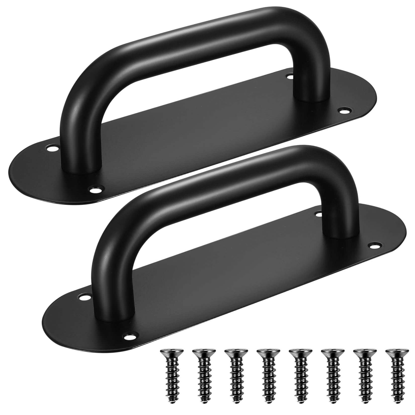 Door Handles, Pull Push Door Handles with Back Plate, Gate Cabinet Cupboard Barn Shed Toilet Door Sliding Handles, Heavy Duty Pull Handles Hardware