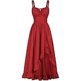 Scarlet Darkness Renaissance Dress Women Summer Corset Dress Flowy Sleeveless Milkmaid Vacation Sundress with Pockets