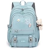 LANSHIYA Girls Backpack School Bags - Elementary Middle School Students Bookbag, Kids Backpack with Pendent&Pins Outdoor Backpacks