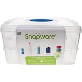 Snapware Snap 'N Stack Portable Storage Bin for Tools and Craft Storage | 14.1x10.5" clear BPA-free container, tool box with stackable trays