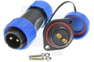 HANGTON CONNECT HangTon HE21 2 Pin Circular Connector Waterproof IP68 Aviation Cable Wire Plug Panel Mount Socket, 500V 30A Power Capacity