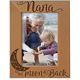 KATE POSH - Nana I Love You to the Moon and Back Engraved Natural Wood Picture Frame, Mother's Day Gifts for Grandma, Birthday Gifts, Best Grandma Ever, Granddaughter & Grandson (4x6-Vertical)
