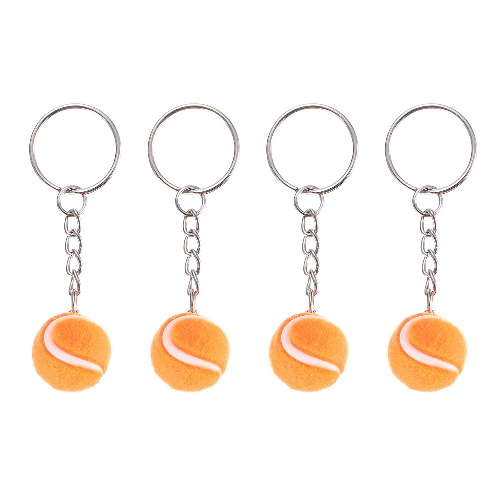 PATIKIL Tennis Keychain, 4Pcs Mini Tennis Ball Keychain Key Ring Cute Sports Keyrings for Sport Lovers, Orange